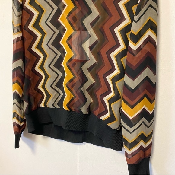 Missoni Target Zigzag Top Semi Sheer Blouse 70s Retro Style Womens Medium NEW - Picture 3 of 9